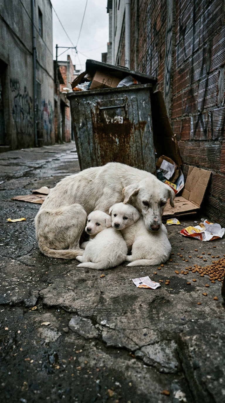 Mother's Final Act: Starving, She Still Shelters Her Babies